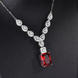 Ruby Necklace Square Diamond Brilliant Jewelry Wedding