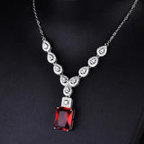 Ruby Necklace Square Diamond Brilliant Jewelry Wedding