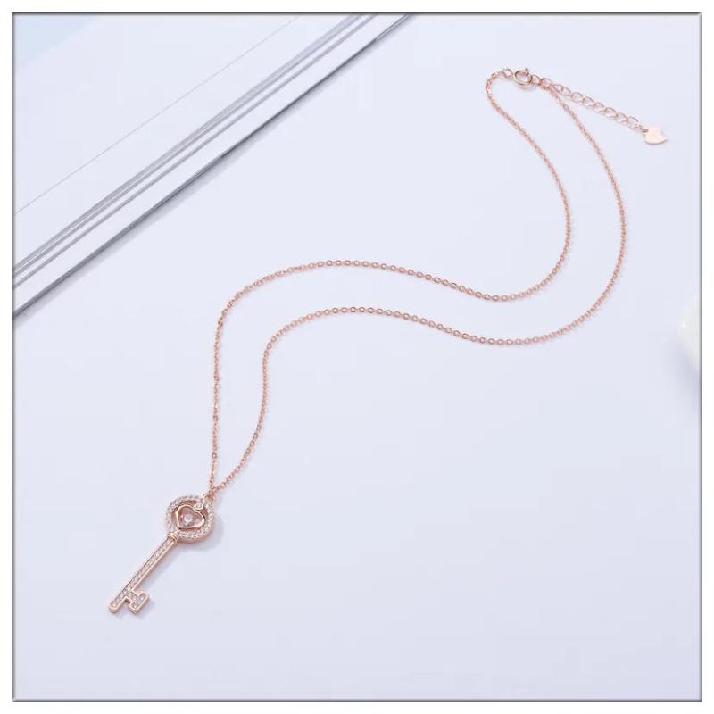 925 Silver Key Pendant Necklace Women