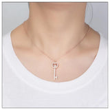 925 Silver Key Pendant Necklace Women