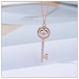 925 Silver Key Pendant Necklace Women