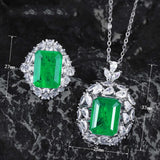 Women Necklace Emerald Zircon Jewelry Holiday Gift