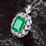 Women Necklace Emerald Zircon Jewelry Holiday Gift
