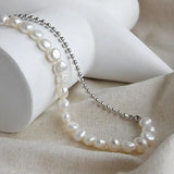 Baroque Pearl Choker Necklace 925 Sterling Silver Bead Gift