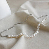 Baroque Pearl Choker Necklace 925 Sterling Silver Bead Gift