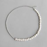 Baroque Pearl Choker Necklace 925 Sterling Silver Bead Gift