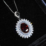 Women Red Diamond Ruby Necklace Wedding Jewelry Gift