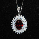 Women Red Diamond Ruby Necklace Wedding Jewelry Gift