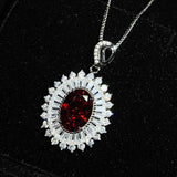 Women Red Diamond Ruby Necklace Wedding Jewelry Gift