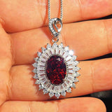 Women Red Diamond Ruby Necklace Wedding Jewelry Gift