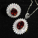 Women Red Diamond Ruby Necklace Wedding Jewelry Gift