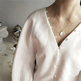 925 Silver Shell Oval Pendant Necklace Choker Jewelry