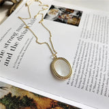 925 Silver Shell Oval Pendant Necklace Choker Jewelry