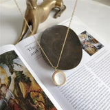 925 Silver Shell Oval Pendant Necklace Choker Jewelry