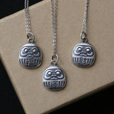 S925 Silver Necklace Retro Dharma Fortune Pendant Hollow Jewelry