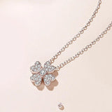 Zircon 925 Sterling Silver Clover Necklace for Women