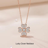 Zircon 925 Sterling Silver Clover Necklace for Women