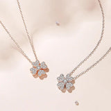 Zircon 925 Sterling Silver Clover Necklace for Women