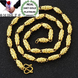 OMHXFC European Man Wedding Gift Beads Cylinder 24KT Chain Necklace NL34