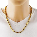 OMHXFC European Man Wedding Gift Beads Cylinder 24KT Chain Necklace NL34