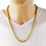 OMHXFC European Man Wedding Gift Beads Cylinder 24KT Chain Necklace NL34