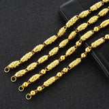 OMHXFC European Man Wedding Gift Beads Cylinder 24KT Chain Necklace NL34