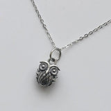 S925 Owl Retro Carved Clavicle Chain Necklace