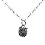 S925 Owl Retro Carved Clavicle Chain Necklace