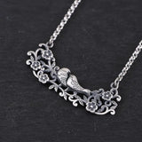 925 Silver Necklace Women Flower Bird Pendant