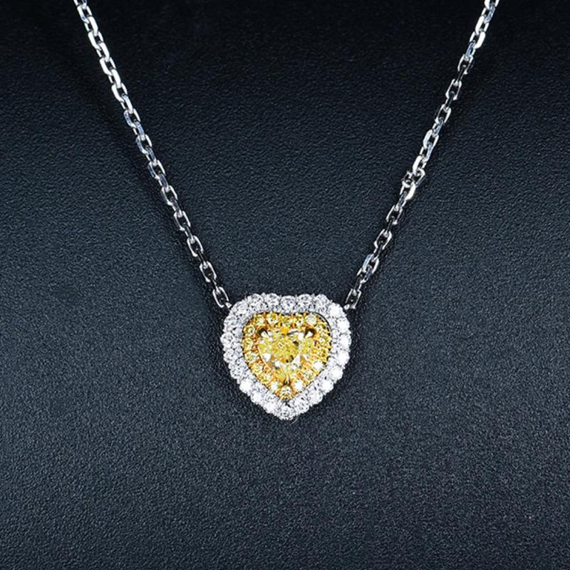 Heart Pendant Zircon Diamond Necklace Wedding