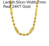 OMHXFC Long Wide 7mm Beads Cylinder 24KT Chain Necklace NL60