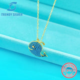 S925 Sterling Silver Whale Pendant Necklace Small Clavicle Chain