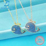 S925 Sterling Silver Whale Pendant Necklace Small Clavicle Chain