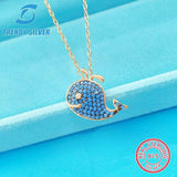 S925 Sterling Silver Whale Pendant Necklace Small Clavicle Chain