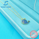 S925 Sterling Silver Whale Pendant Necklace Small Clavicle Chain