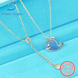 S925 Sterling Silver Whale Pendant Necklace Small Clavicle Chain