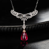 Angel Wings Water Drop Necklace Female Collar Chain Jewelry