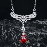 Angel Wings Water Drop Necklace Female Collar Chain Jewelry