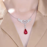 Angel Wings Water Drop Necklace Female Collar Chain Jewelry