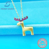 Christmas Elk 925 Sterling Silver Collarbone Chain Gift