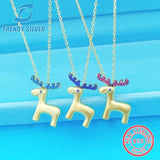Christmas Elk 925 Sterling Silver Collarbone Chain Gift