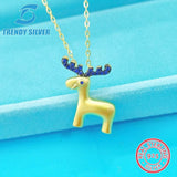 Christmas Elk 925 Sterling Silver Collarbone Chain Gift