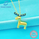 Christmas Elk 925 Sterling Silver Collarbone Chain Gift