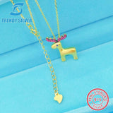 Christmas Elk 925 Sterling Silver Collarbone Chain Gift