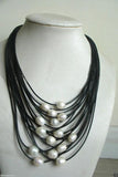 Baroque Pearl Multi-Strand Leather Necklace