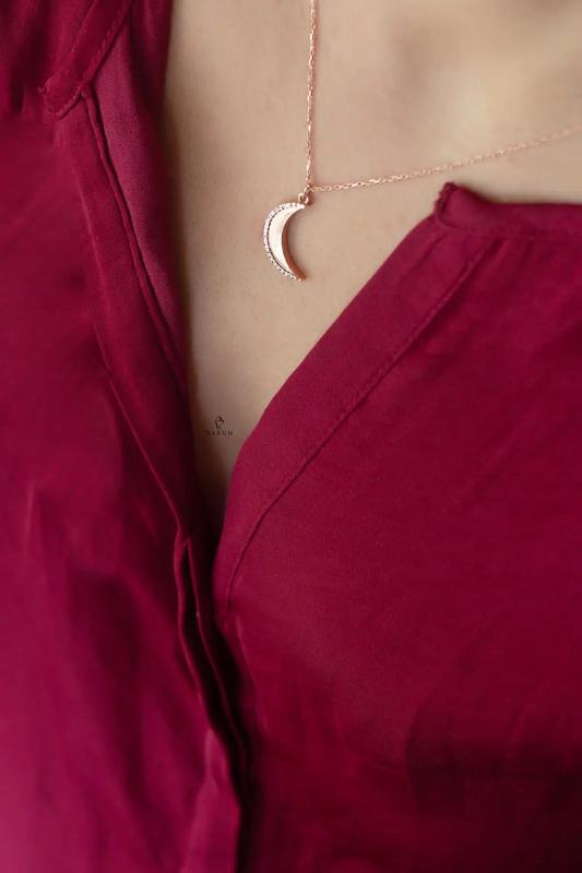 925 Silver Moon Pendant Necklace Women Chain Fine Jewelry