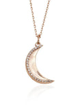 925 Silver Moon Pendant Necklace Women Chain Fine Jewelry