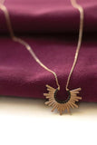 925 Silver Sun Charm Necklace Smiling Design