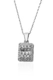 925 Silver Baguette Stone Diamond Pendant Necklace For Women