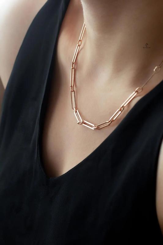 925 Silver Paperclip Link Chain Necklace, Layering Chain